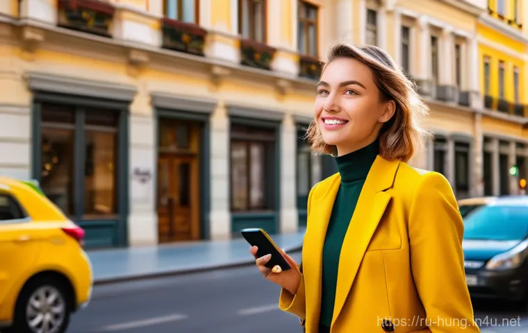 헝가리 택시 이용법 - **Prompt 1: Modern City Convenience with Ride-Hailing App**
    "A young, stylish woman in her late ...