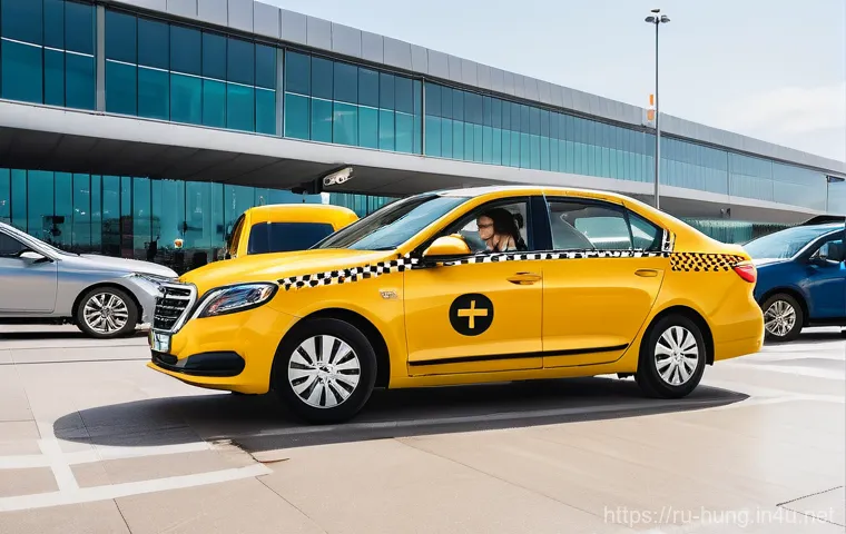 헝가리 택시 이용법 - **Prompt 2: Classic Budapest Taxi at an Iconic Landmark**
    "A quintessential bright yellow Főtaxi...