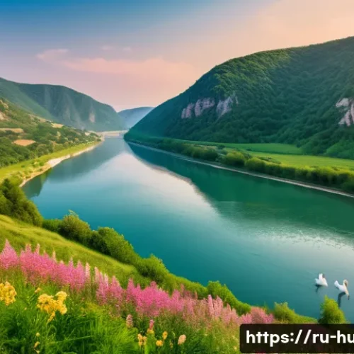 Home 27 헝가리 도나우 벤드 하이킹 - A panoramic view of the Danube Bend at sunrise, featuring the winding river flowing gently between l...