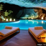 Home 20 헝가리 미슈콜츠 동굴 온천 - A serene thermal spa complex nestled in a natural cave setting, featuring warm pools with steaming m...